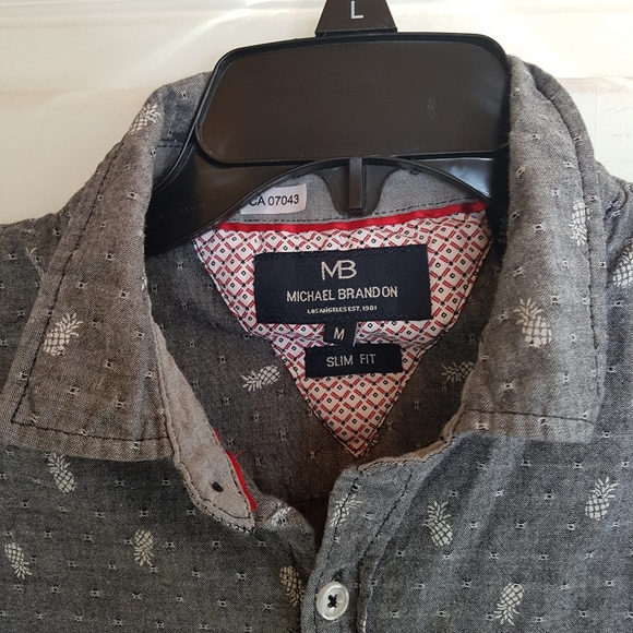 Boys Grey Pineapple Print Button Up - Picture 2 of 2